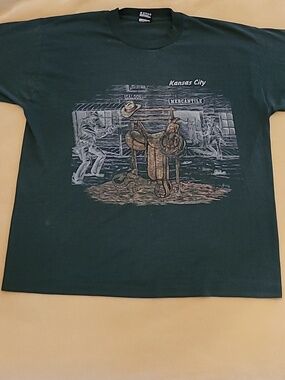 Made In USA. Fruit Of The Loom BEST. Singlestitch. Kansas City Western Tee. XL